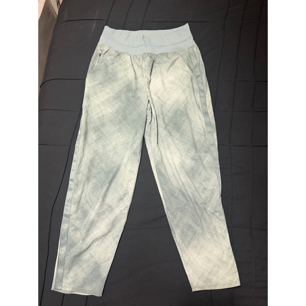 Athleta Sage Green Tie Dye Ribbed Waist Joggers Womens Size 8 Lightweight Pants